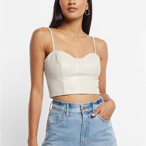 Express Faux Leather Corset Bustier Crop Top